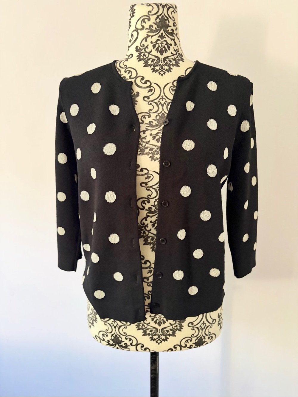 Jones New York Black Polka Dot Button-Front Jacket Size Small